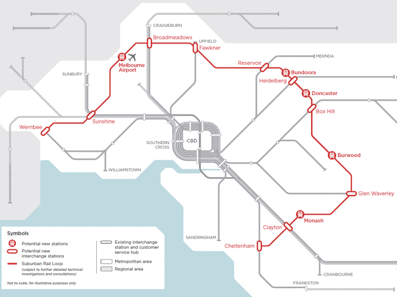 Craigieburn Train Line Map Suburban Rail Loop (Srl), Melbourne, Australia