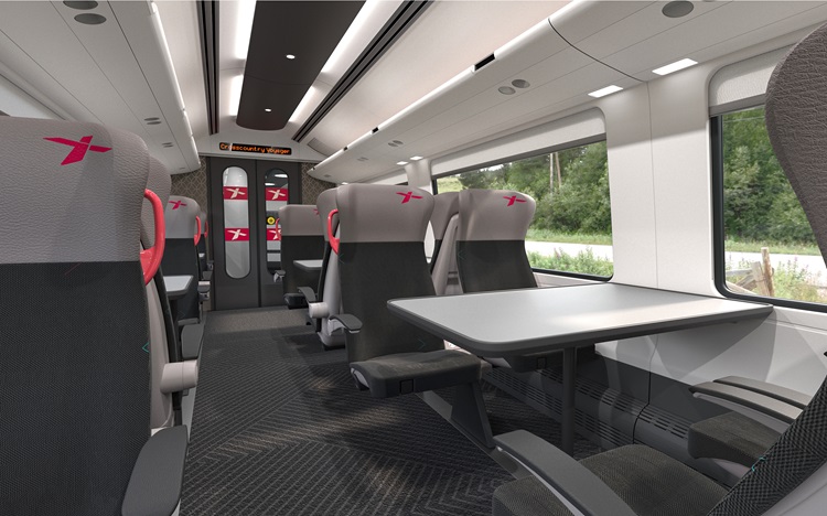 A digital rendering of the new interior for CrossCountry's Voyager trains