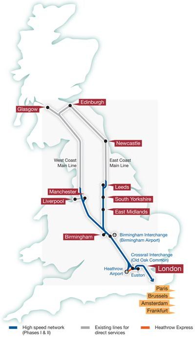 High-speed 2 (HS2) rail between London and Birmingham